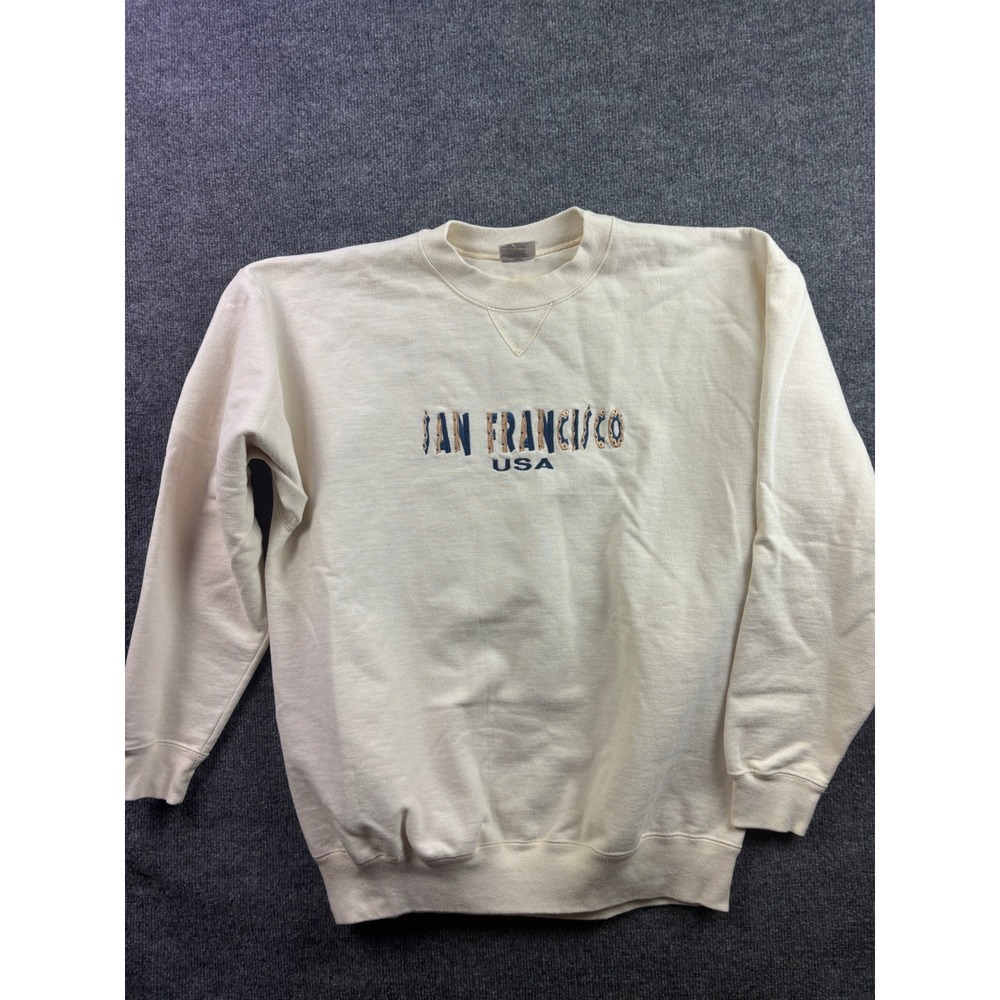 Vtg San Francisco Sweatshirt‎ Mens XL Cream USA Embroidered Oneita Power-Sweats